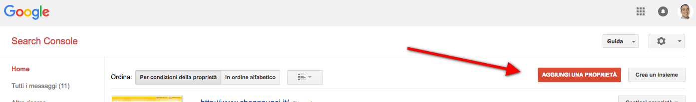 come apparire su google proprietà search console