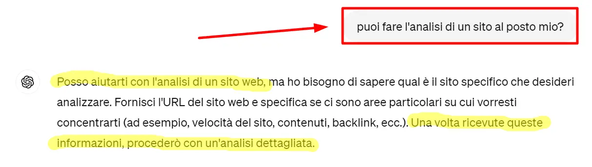 con gpt teoricamente puoi spingerti a fingere di saper analizzare un sito