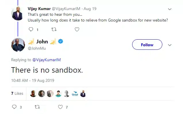 John Muller di Google sconfessato da Google Leak (risposta a un utente su Twitter il 19 Agosto 2019)