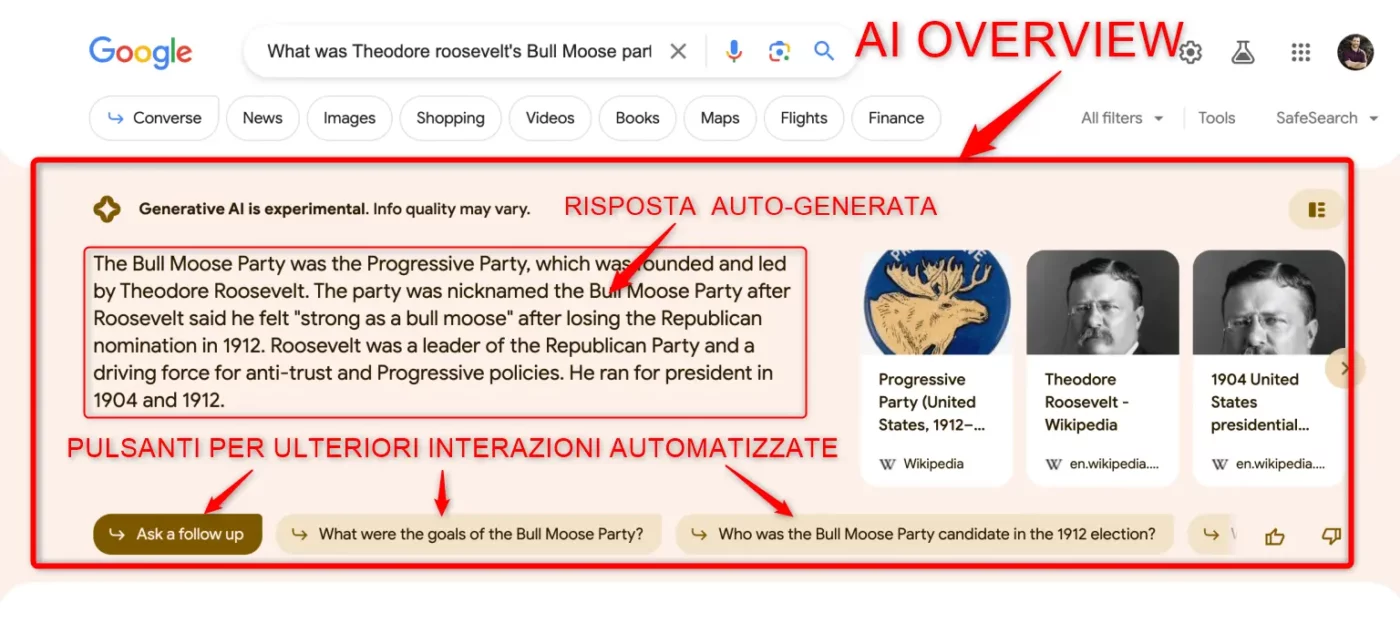 esempio base di AI overviews