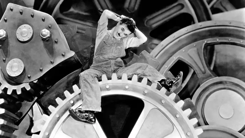 Immagine tratta da Tempi Moderni, film di Charlie Chaplin