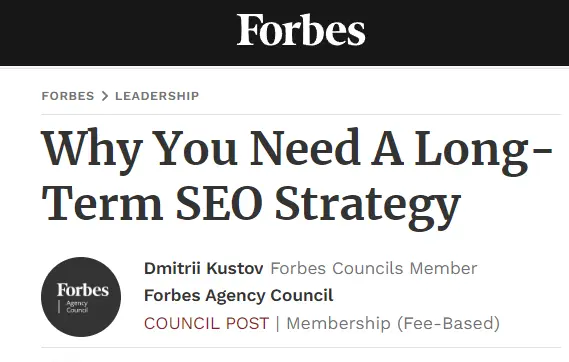 anche forbes parla dell'importanza dei contenuti in una strategia seo di lungo periodo