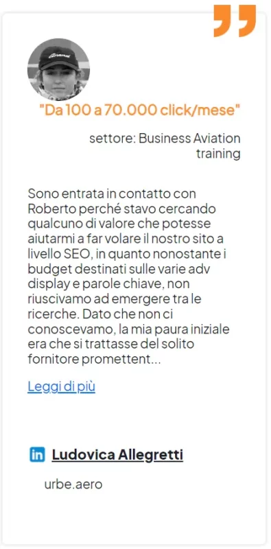 feedback ludovica progetto SEO urbe AERO