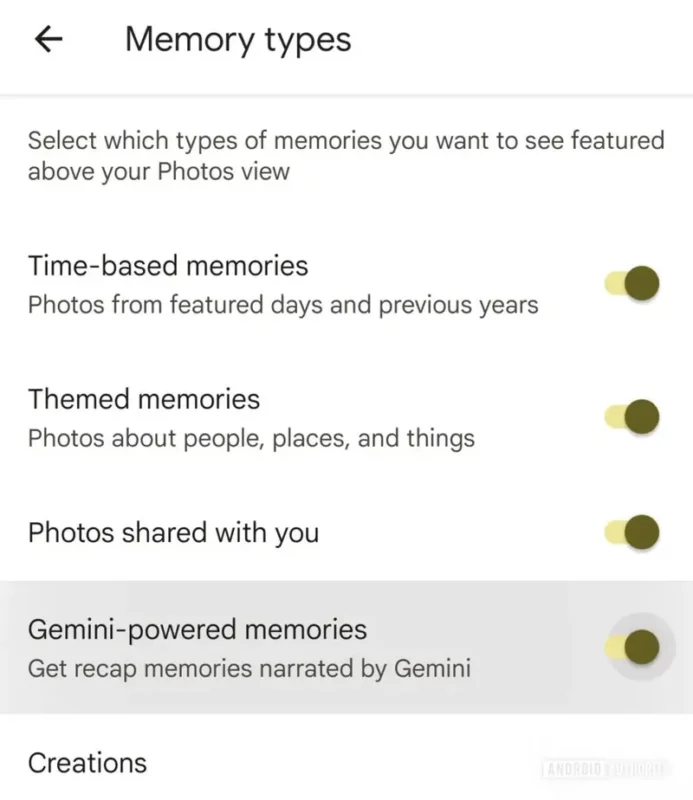 google foto gemini ricordi, scoop indiscrezione Fonte Android Authority