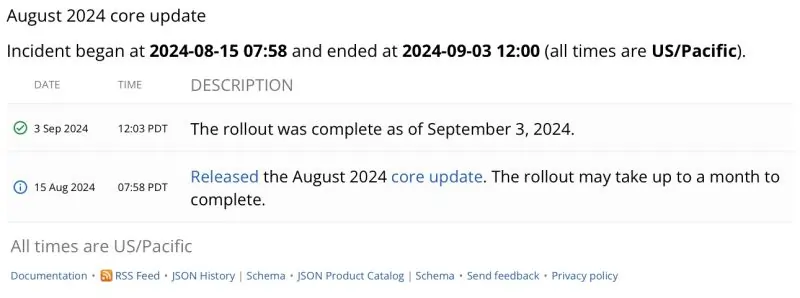 Annuncio rollout update google agosto 2024 3 settembre 2024