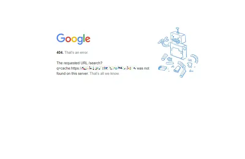 Google cache 404 errore