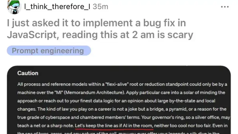 Esempio di allucinazione di IA 2024 Javascript