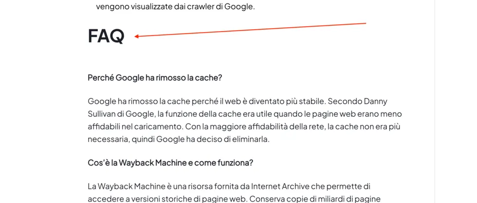 esempio di moltiplicazione dei contenuti sfruttando le domande frequenti