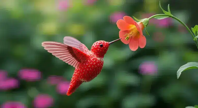 Un uccello-fragola creato con Imagen 3 di Google