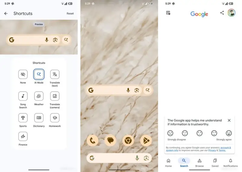 Shortcuts AI Mode fonte Android Authority