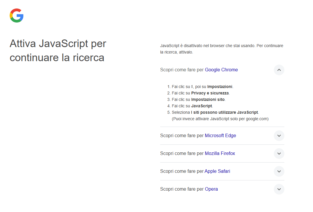 schermata di blocco per i browser che non dispongono di javascript attivato | roberto-serra.com