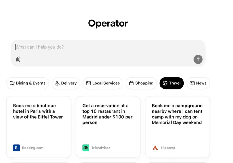 Operator esempio schermata, fonte Techcrunch