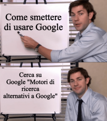 Meme sulla ricerca di motori di ricerca alternativi a Google