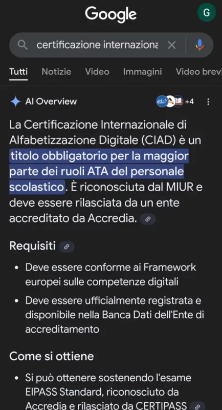 utente italiano su X posta screenshot su AI Overviews in Italia 3 marzo 2025